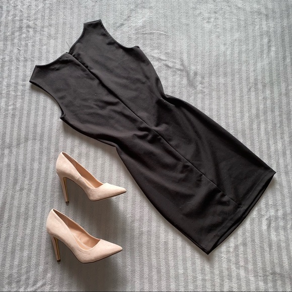 Black with leather bodycon dress - Picture 3 of 4